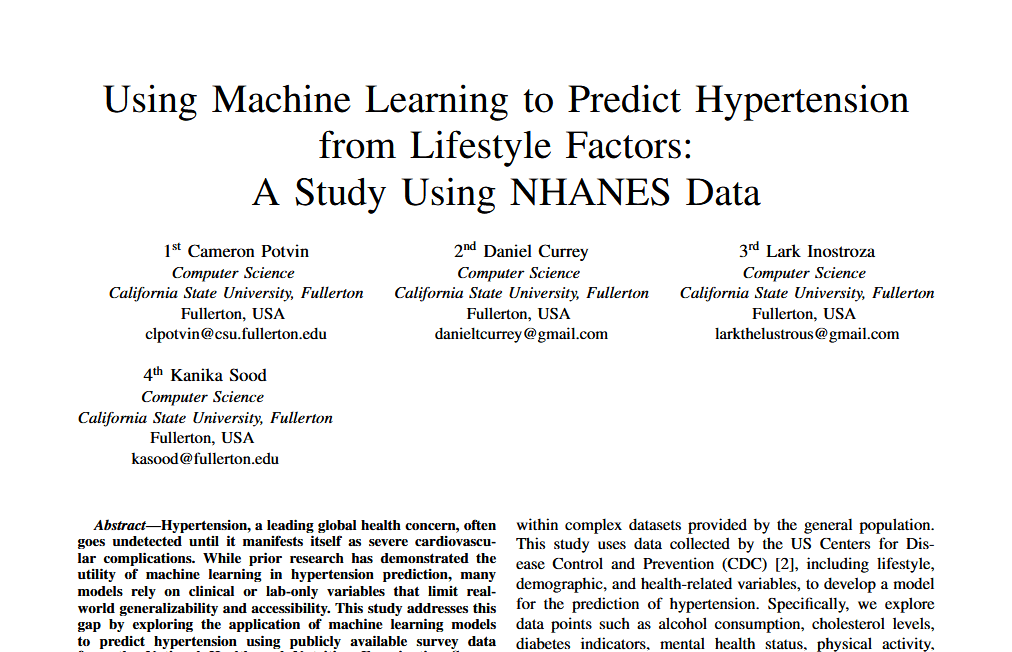 ML Hypertension Predictor